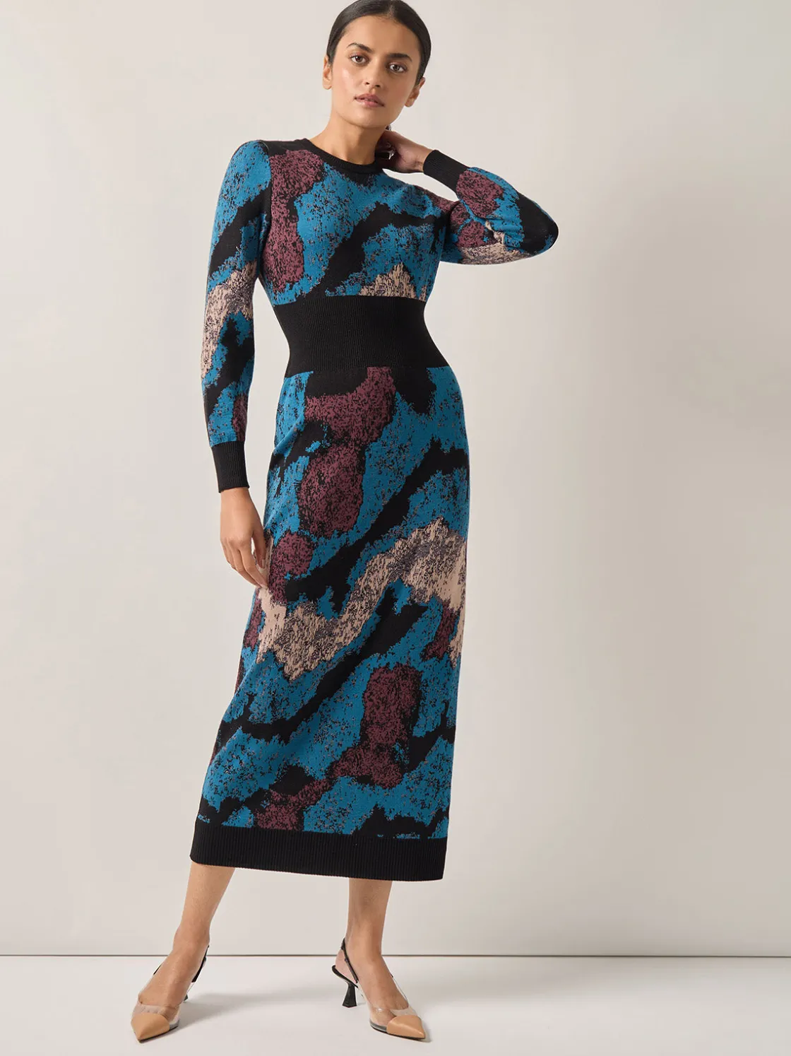 Misook Abstract Sheath Jacquard Knit Maxi Dress* Dresses