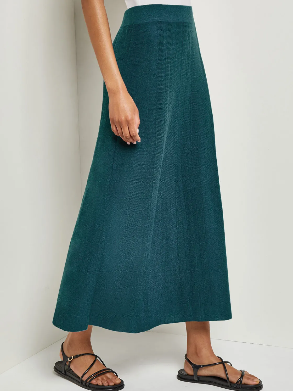 Misook A-Line Textural Stripe Cashmere Midi Skirt* Skirts