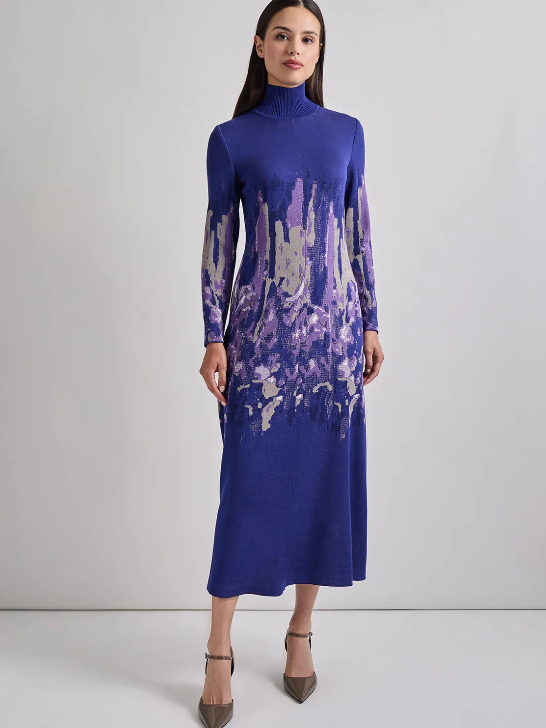 Misook A-Line Watercolor Soft Knit Maxi Dress* Dresses