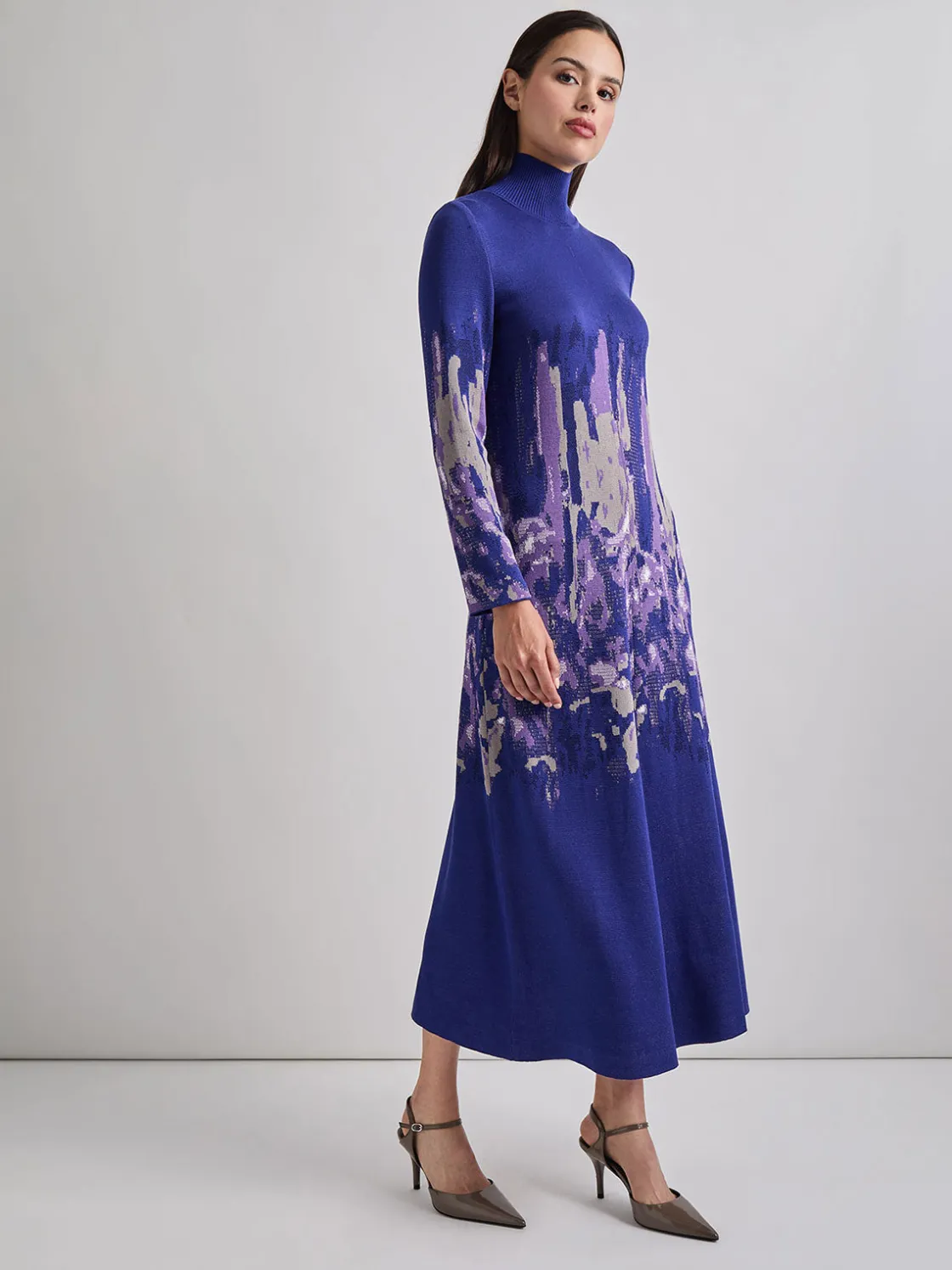 Misook A-Line Watercolor Soft Knit Maxi Dress* Dresses