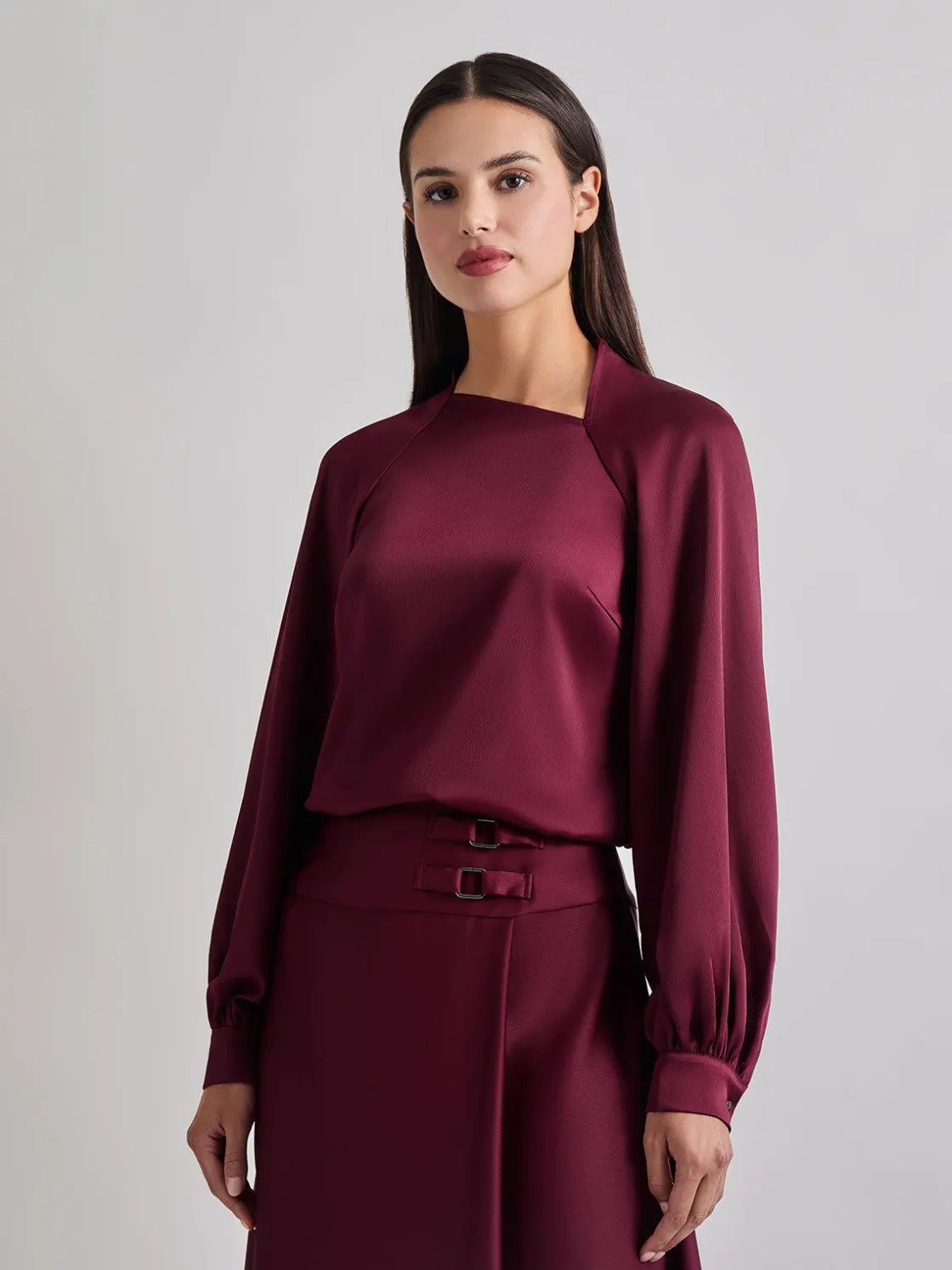 Misook Asymmetrical Neckline Crepe de Chine Blouse* Blouses & Shirts | Tops & Tees