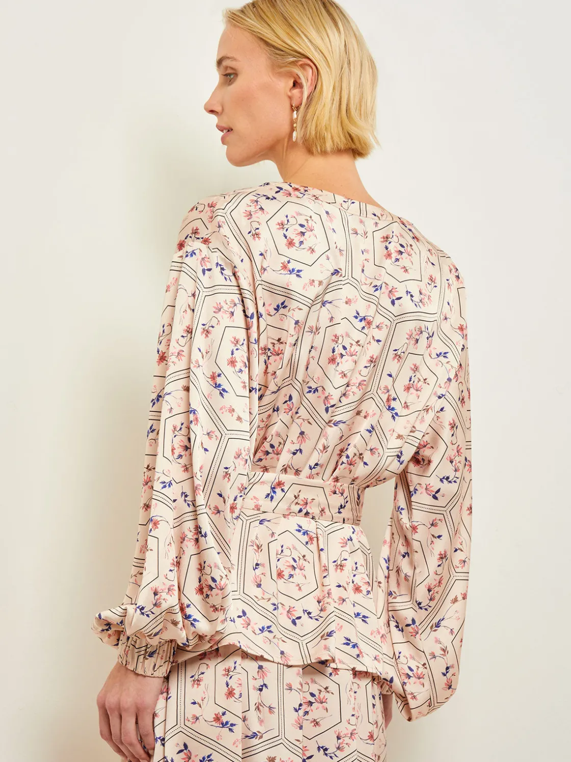 Misook Balloon Sleeve Belted Blouse - Floral Print Crepe de Chine* Blouses & Shirts | Tops & Tees