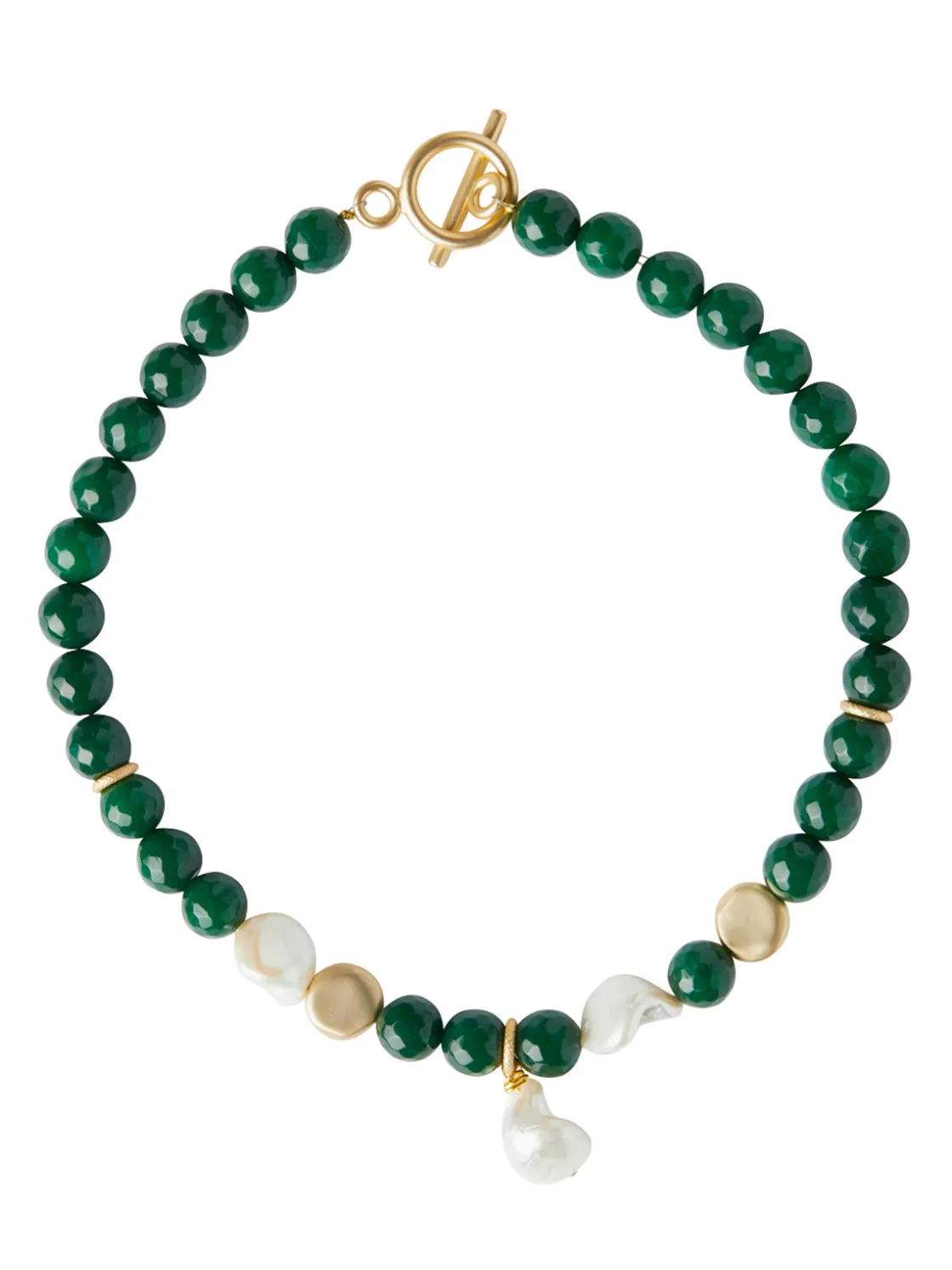 Misook Baroque Mother of Pearl and Green Jade Necklace* Accessories | Necklaces