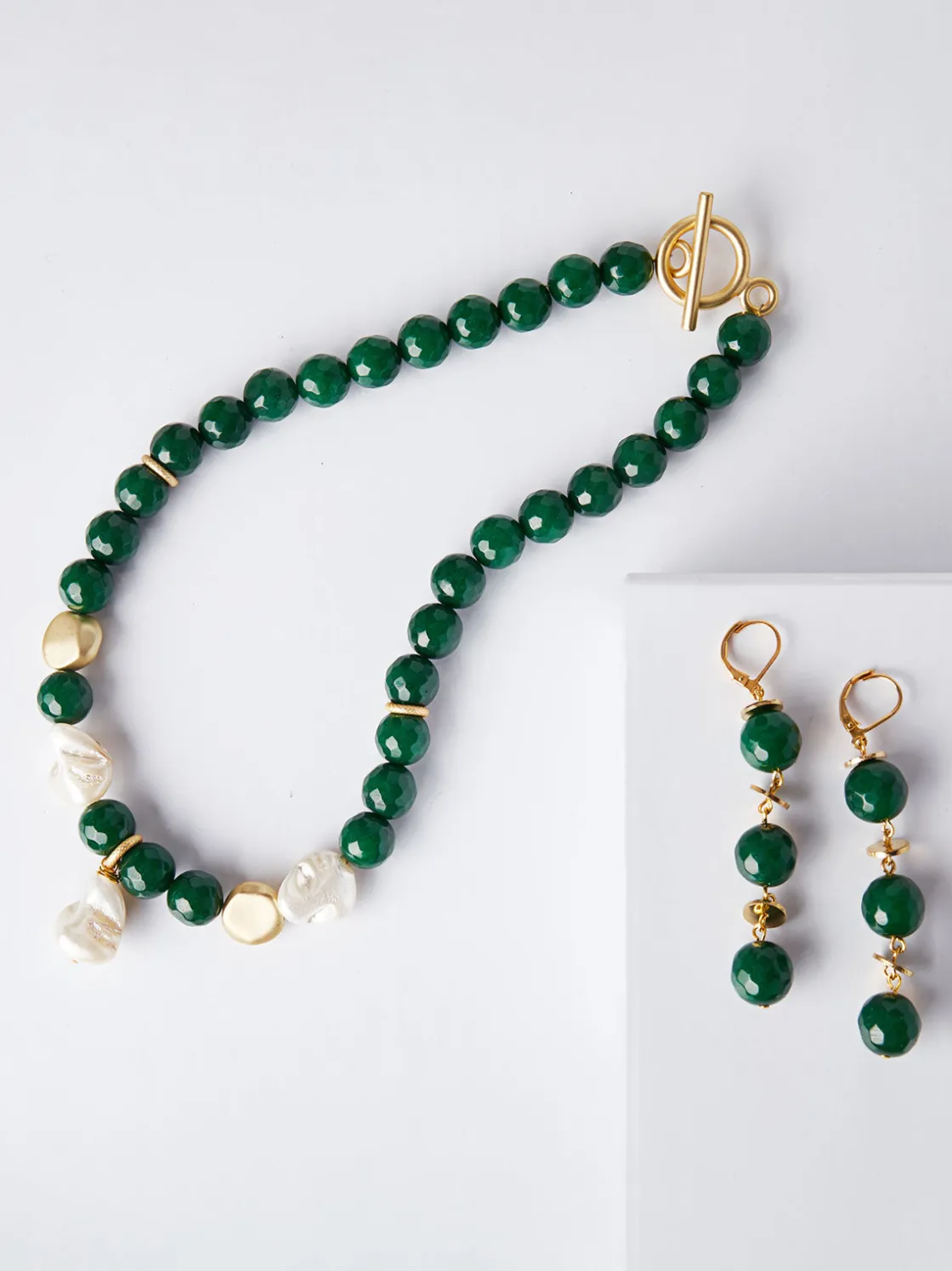 Misook Baroque Mother of Pearl and Green Jade Necklace* Accessories | Necklaces