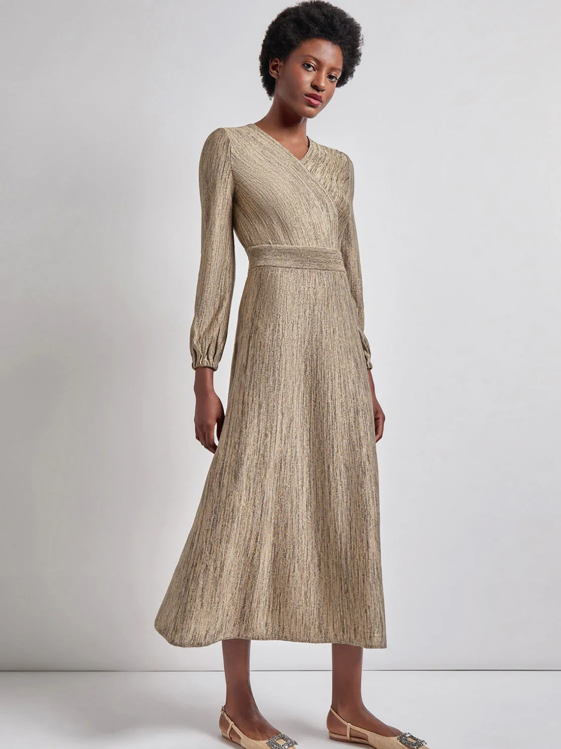 Misook Bishop Sleeve Jacquard Knit Maxi Dress* Dresses