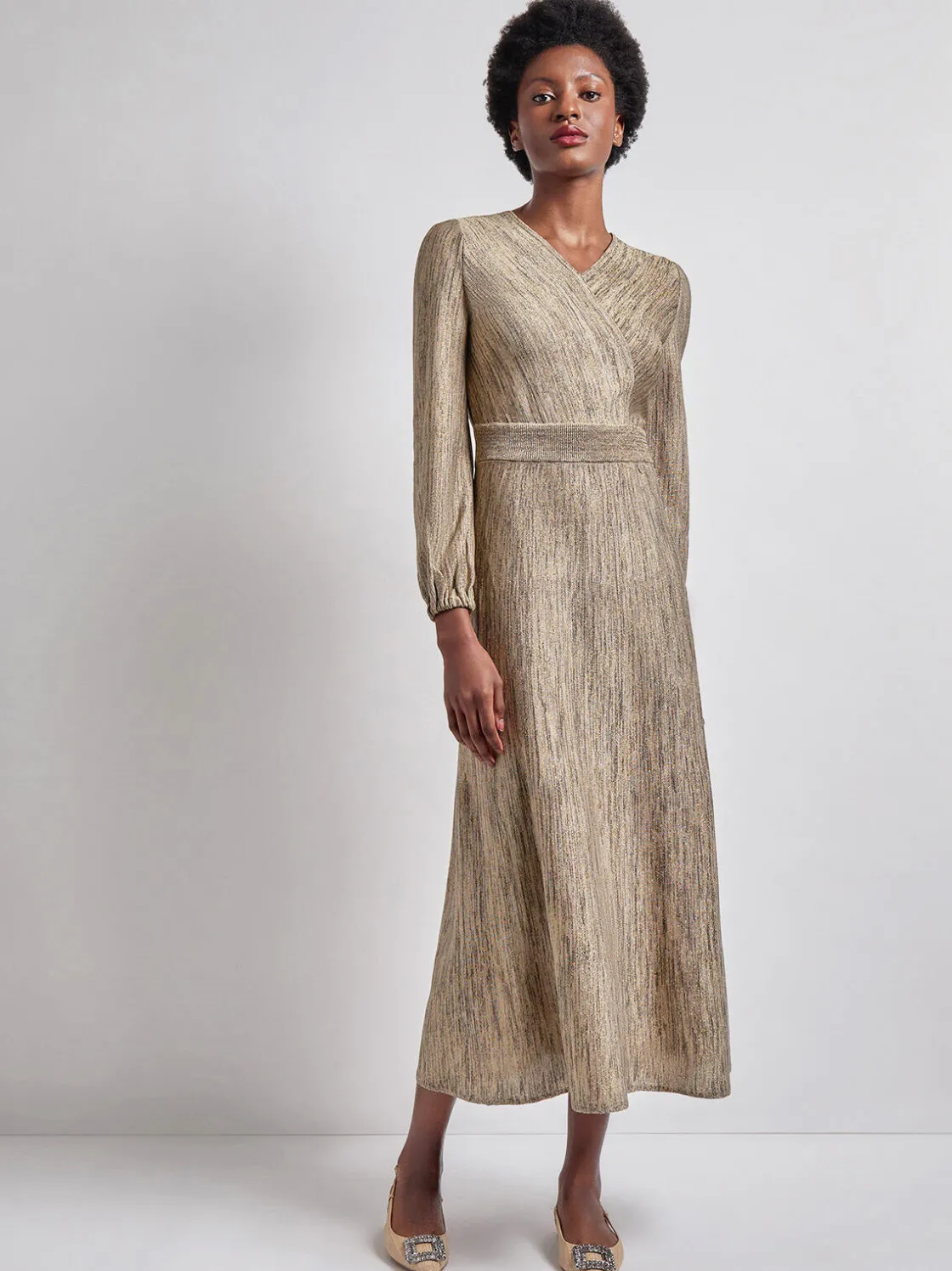 Misook Bishop Sleeve Jacquard Knit Maxi Dress* Dresses