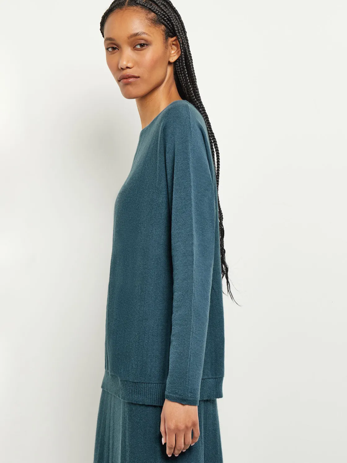 Misook Boat Neck Textural Stripe Cashmere Tunic* Tops & Tees