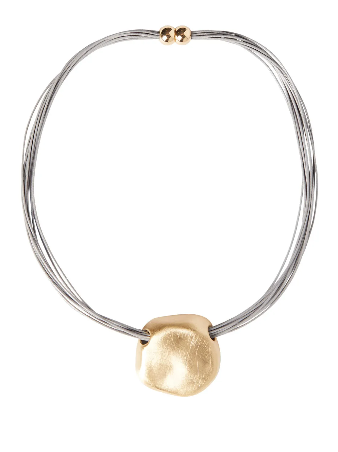 Misook Brushed Satin 18K Gold Slide Grey Cord Necklace* Accessories | Necklaces