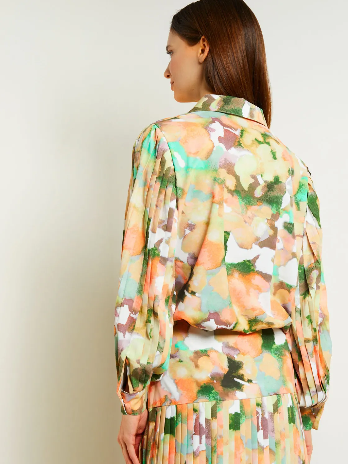 Misook Button Front Blouse - Balloon Sleeve Watercolor Woven* Blouses & Shirts | Tops & Tees