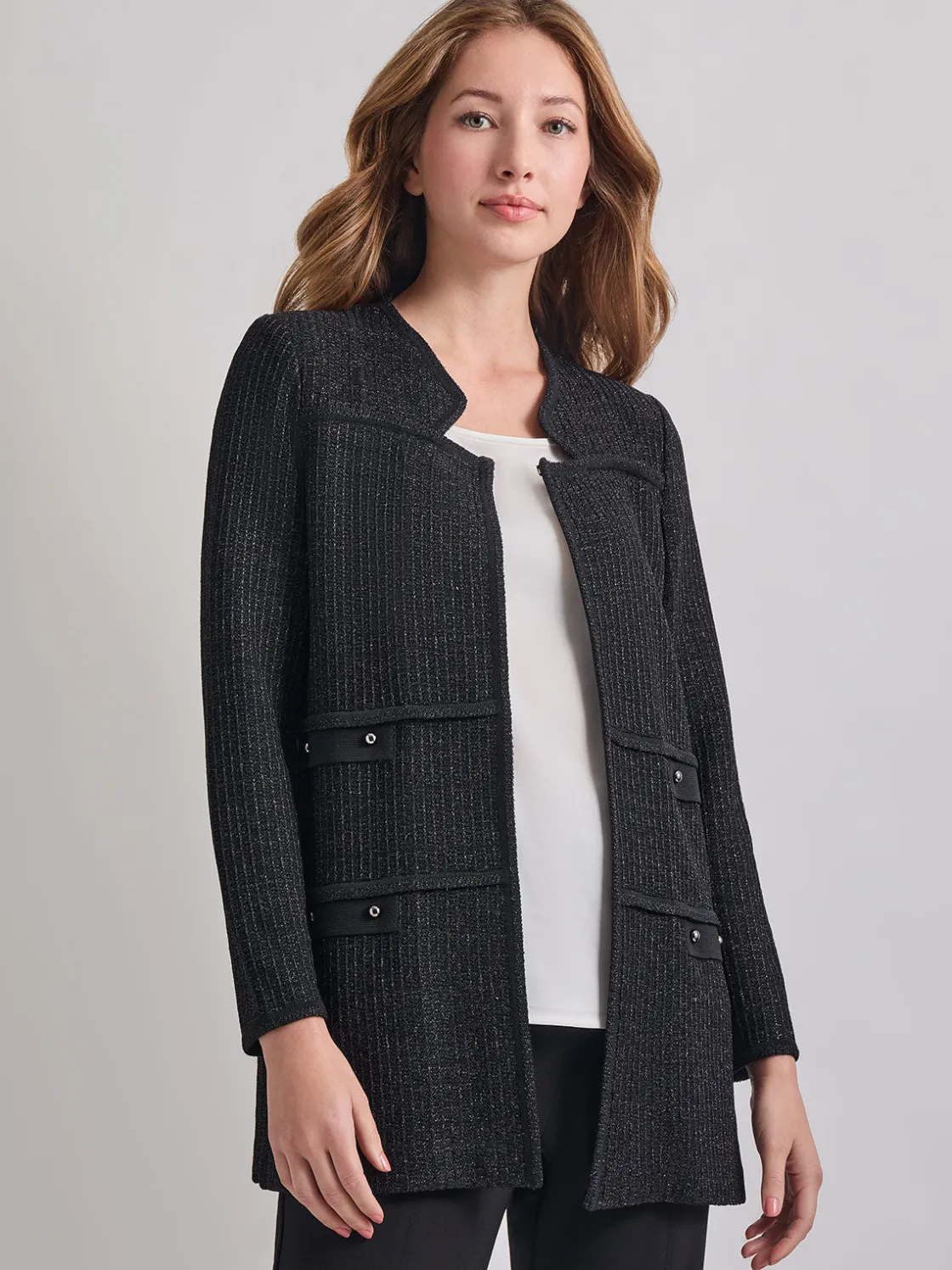 Misook Cable Trim Jacket* Jackets & Coats