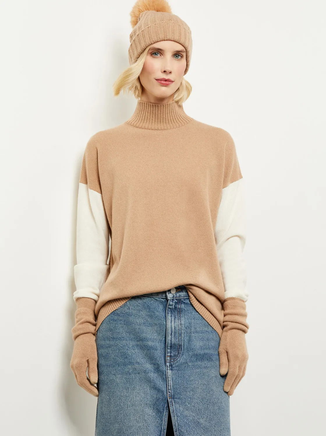 Misook Colorblock Cashmere Turtleneck Tunic* Tops & Tees