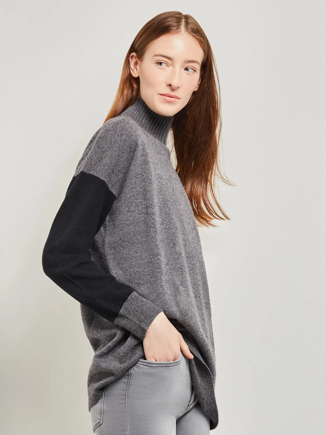 Misook Colorblock Cashmere Turtleneck Tunic* Tops & Tees