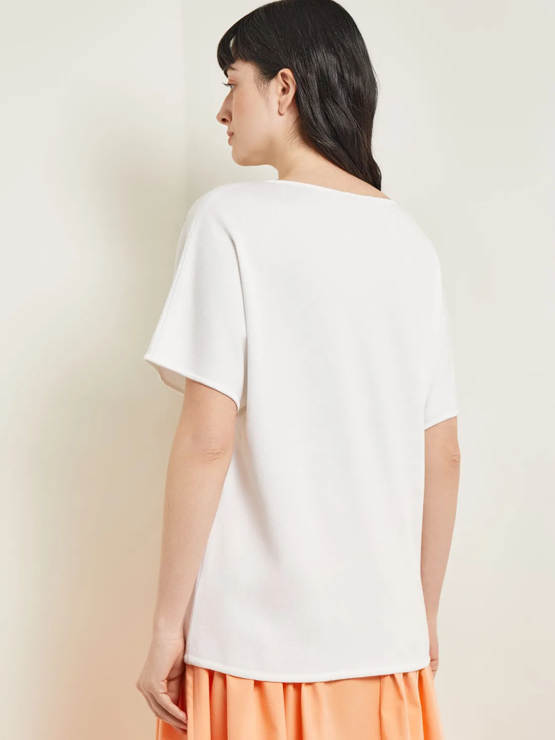 Misook Dolman Sleeve Boat Neck Tunic - Cotton Floral Panel Soft Knit* Tops & Tees