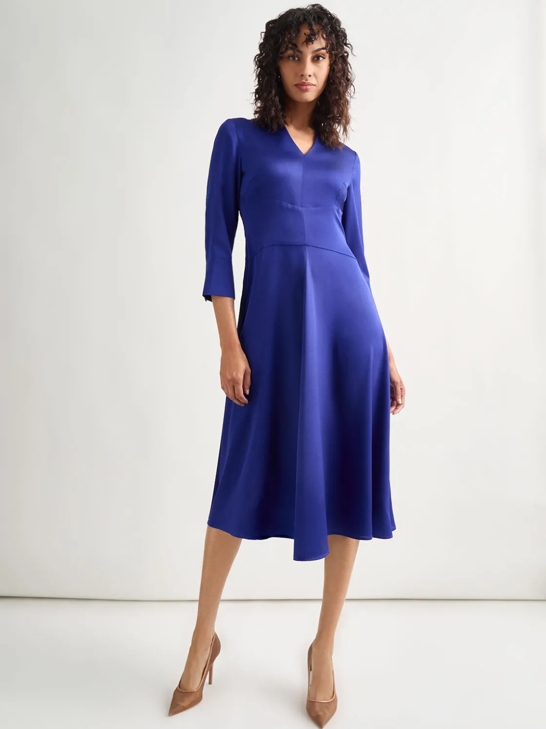 Misook Fit-and-Flare Crepe de Chine Midi Dress* Dresses