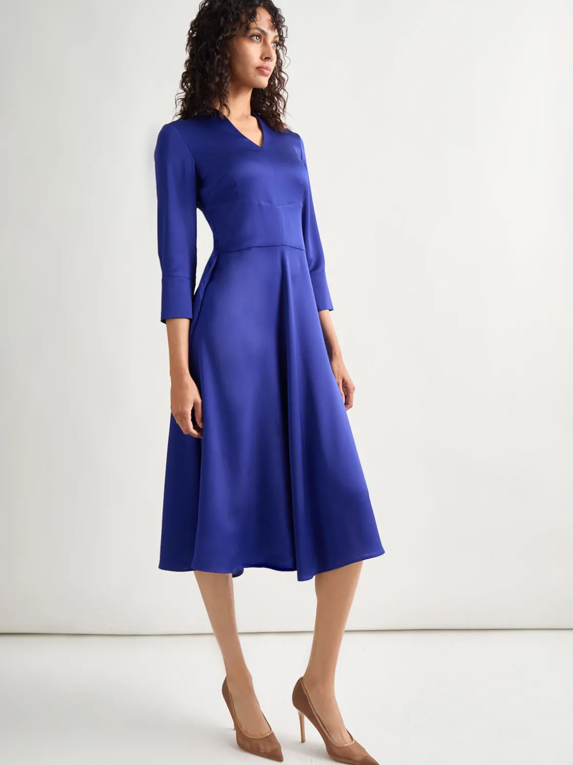 Misook Fit-and-Flare Crepe de Chine Midi Dress* Dresses