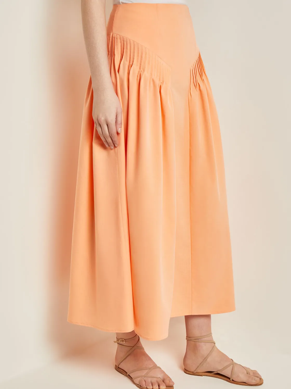 Misook Godet Midi Skirt - Pleated Faux Cupro Silk* Skirts