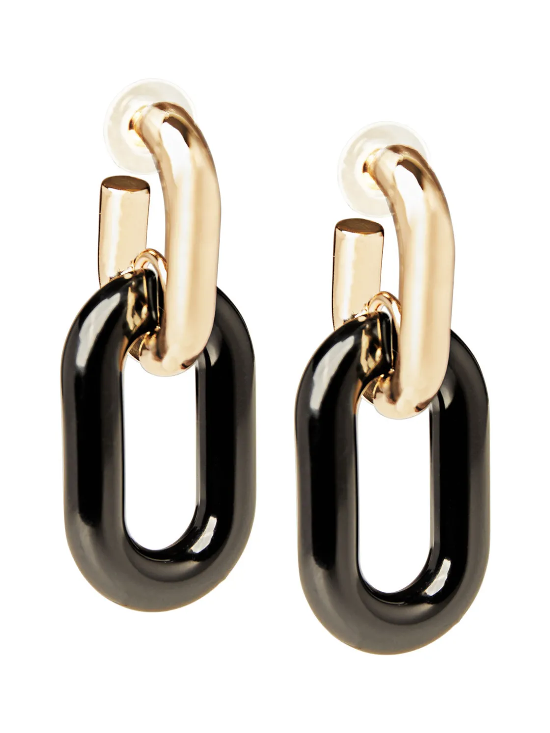 Misook Gold & Black Resin Doorknocker Earrings* Accessories | Earrings