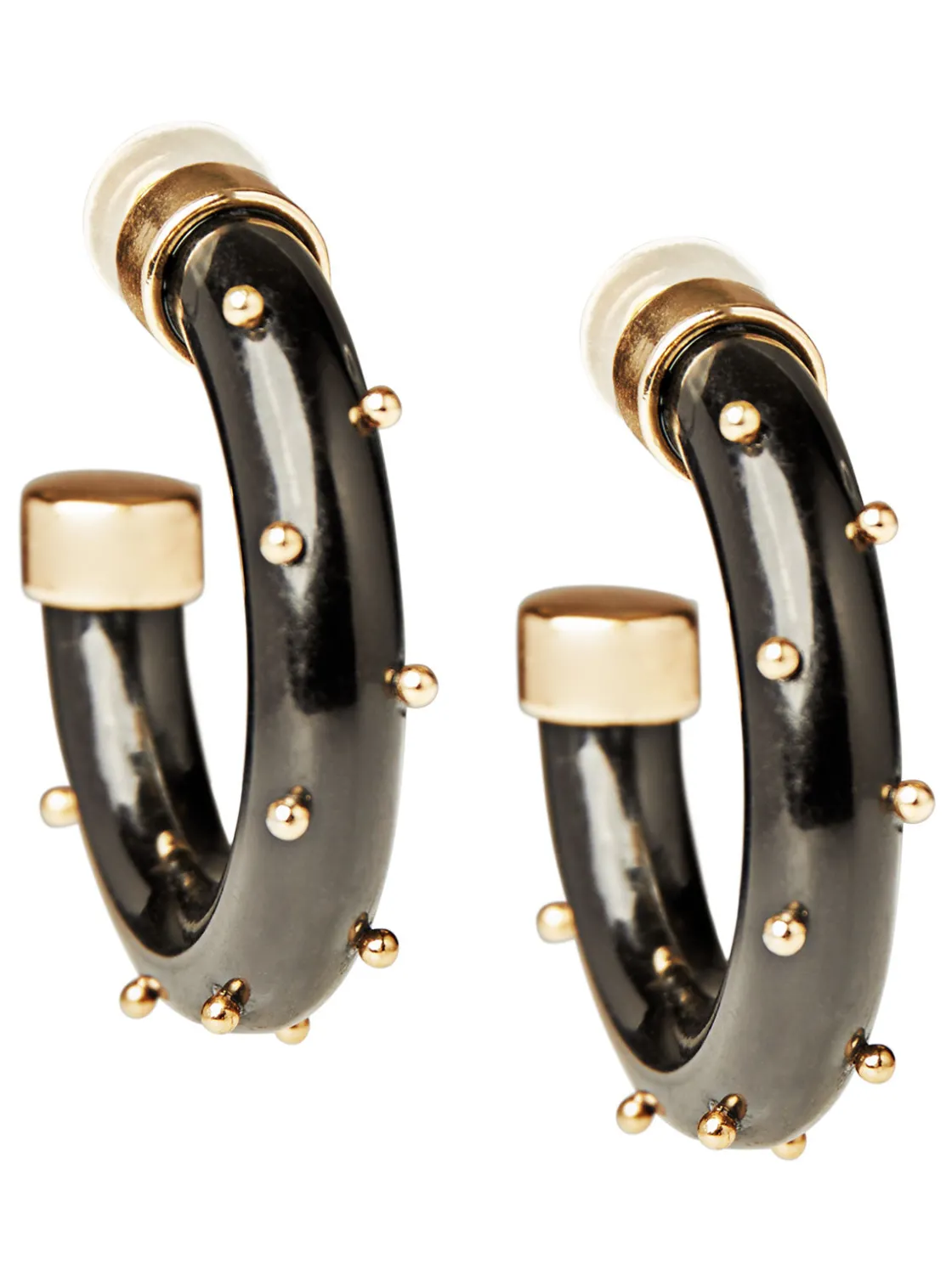 Misook Gold & Black Resin Hoop Earrings* Accessories | Earrings