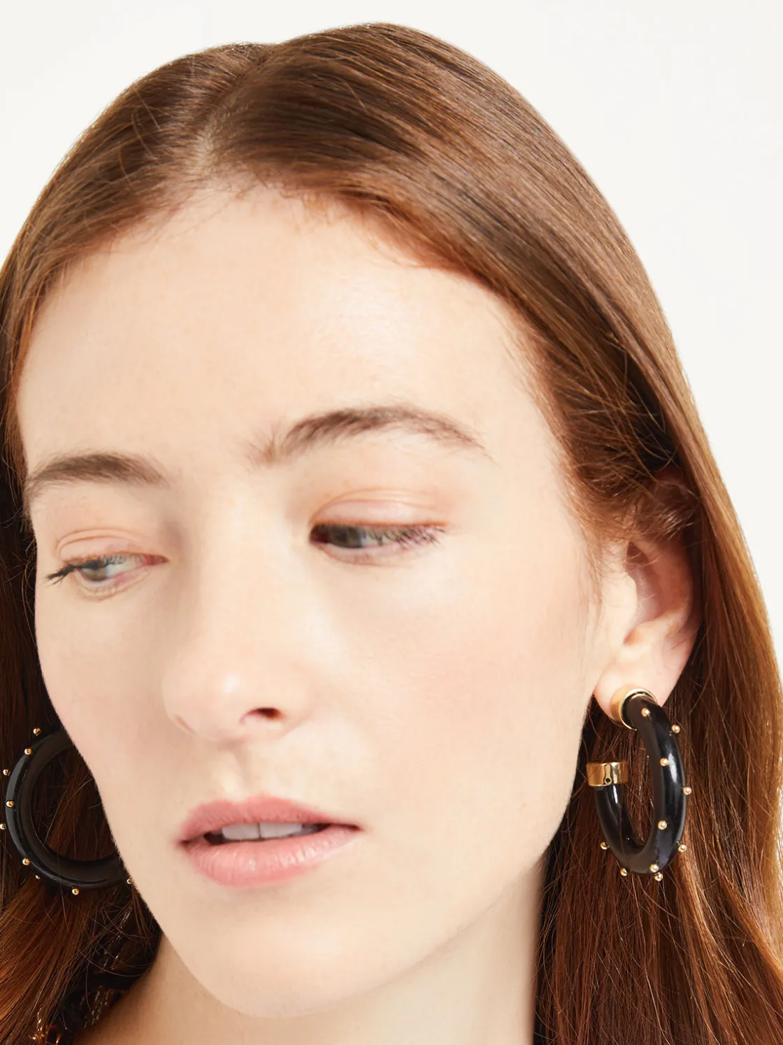 Misook Gold & Black Resin Hoop Earrings* Accessories | Earrings