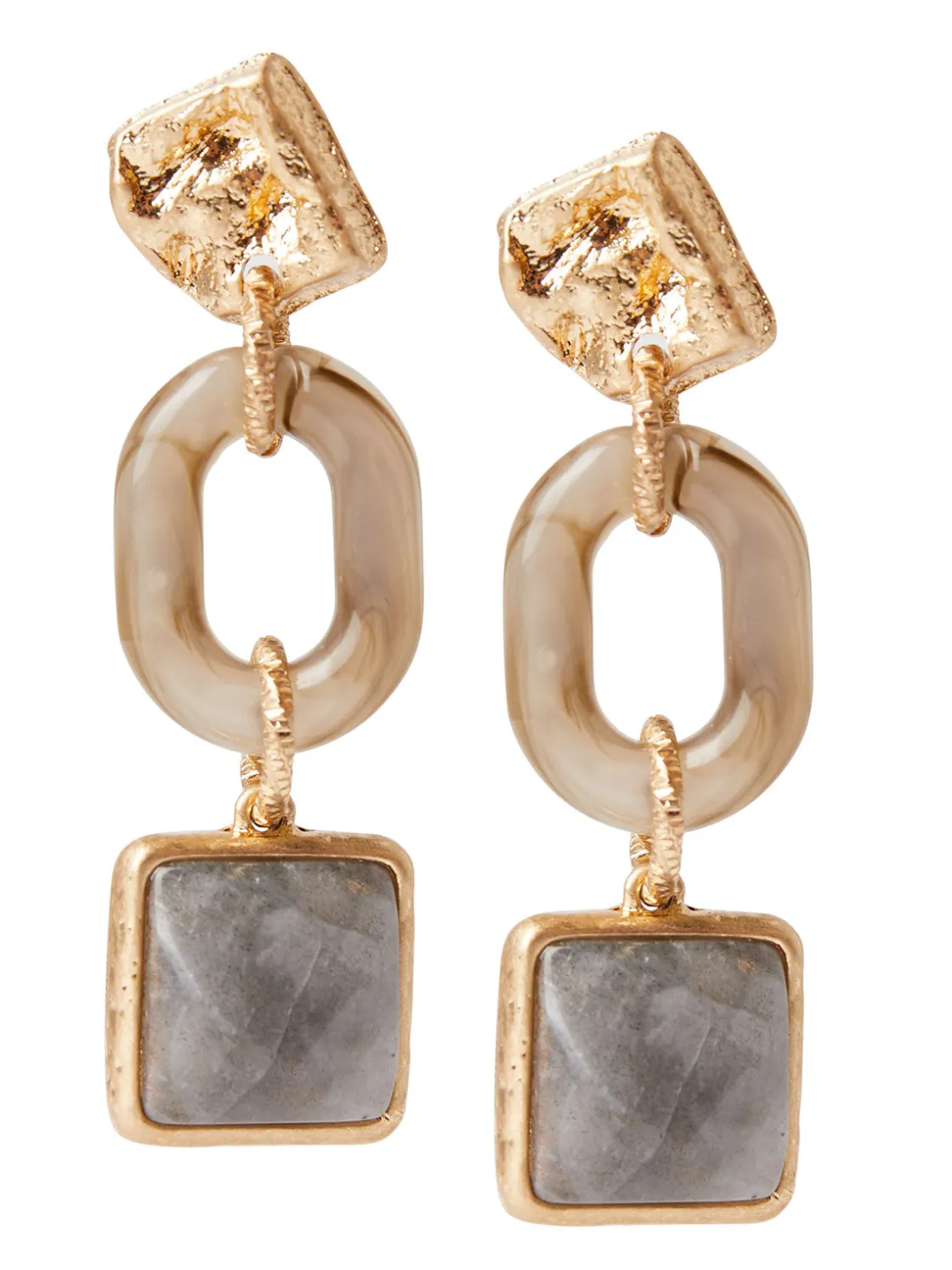 Misook Hammered Warm 18K Gold Olive Resin & Sage Bead Drop Earrings* Accessories | Earrings