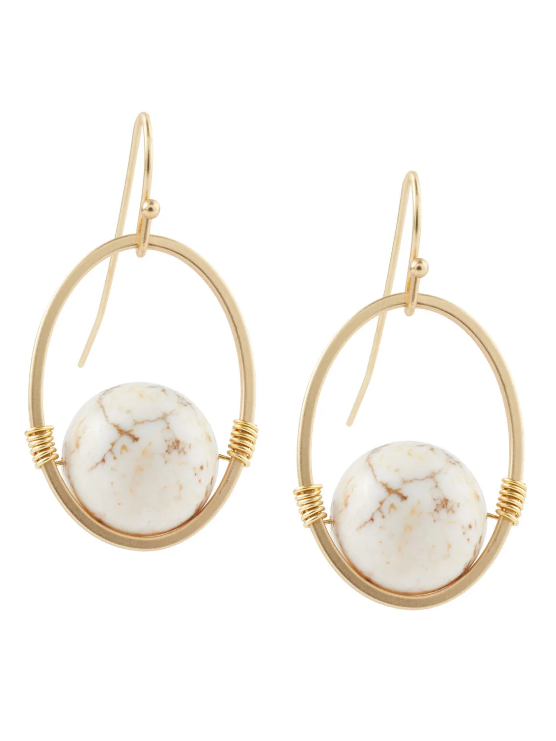 Misook Handmade Gold Magnesite Drop Bead Earrings* Accessories | Earrings