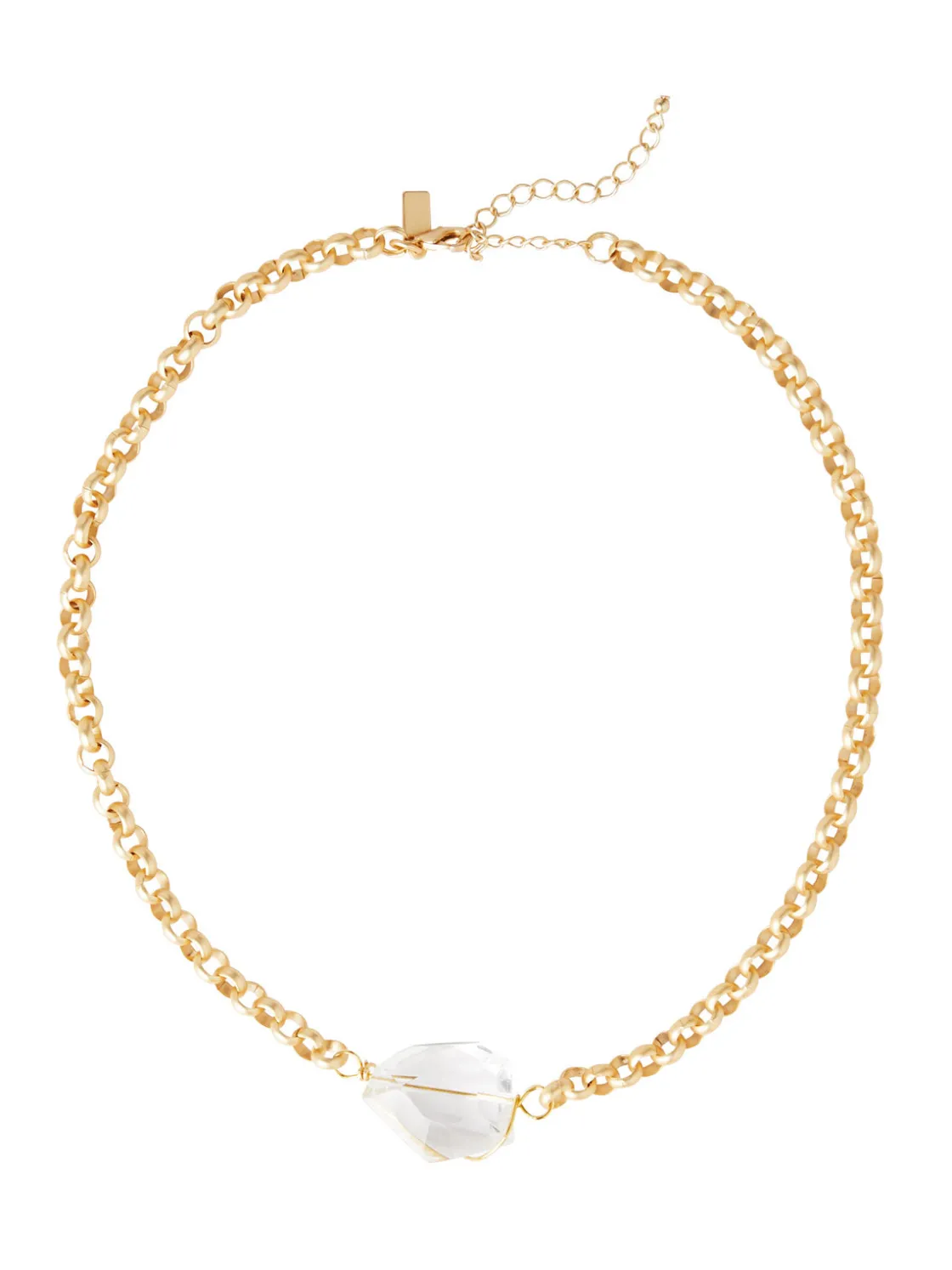Misook Handmade Wire Wrapped Crystal Nugget Matte Gold Rolo Chain Necklace* Accessories | Necklaces