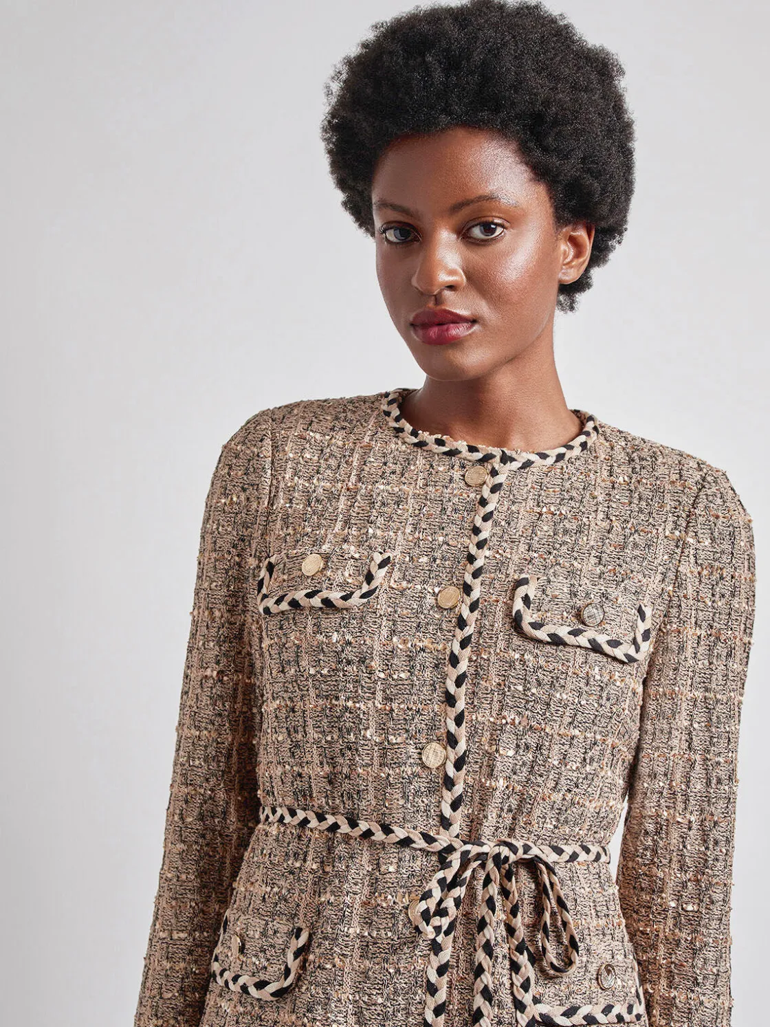 Misook Heritage Fit Braid Trim Tweed Knit Jacket* Jackets & Coats