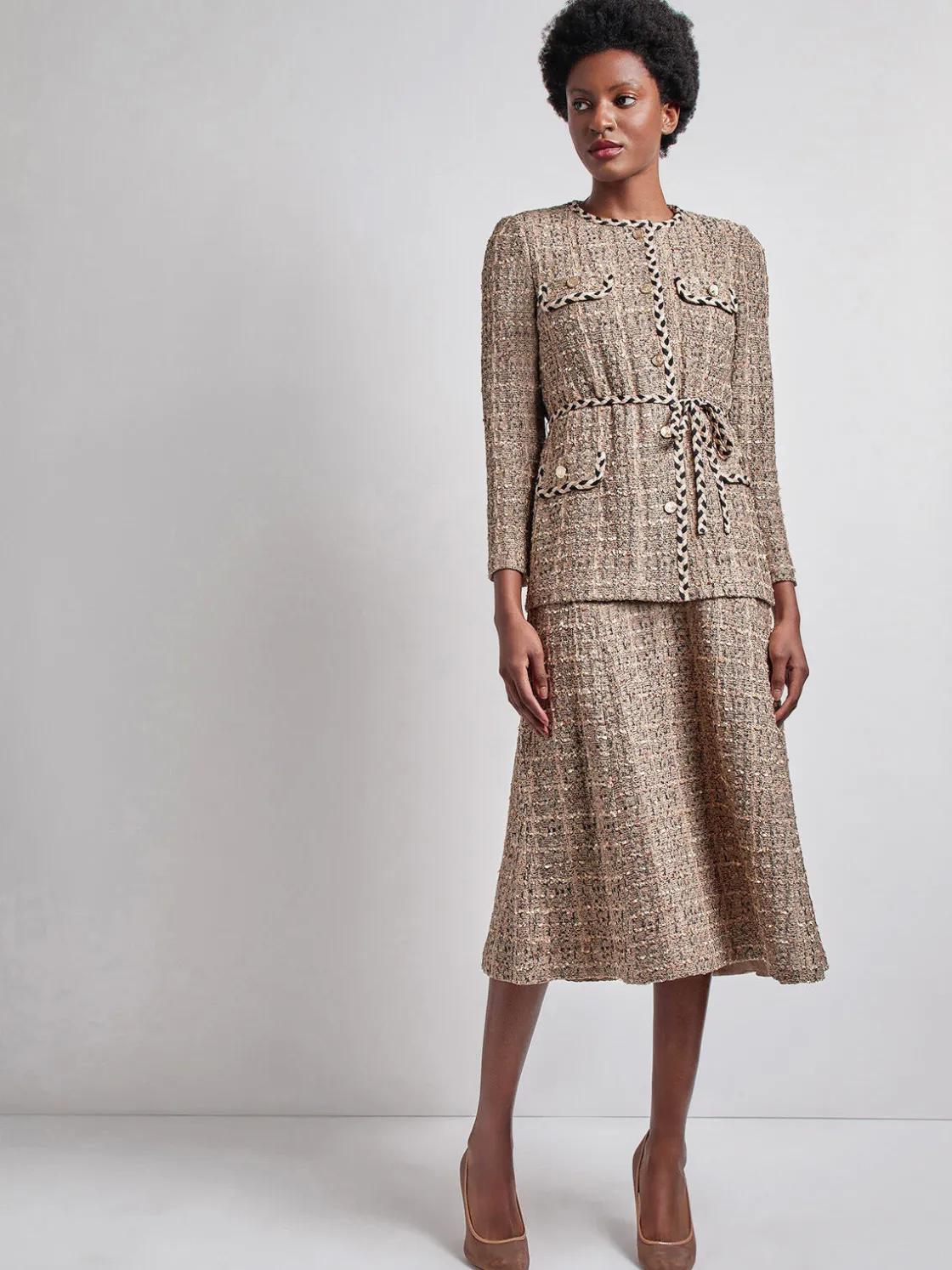 Misook Heritage Fit Braid Trim Tweed Knit Jacket* Jackets & Coats