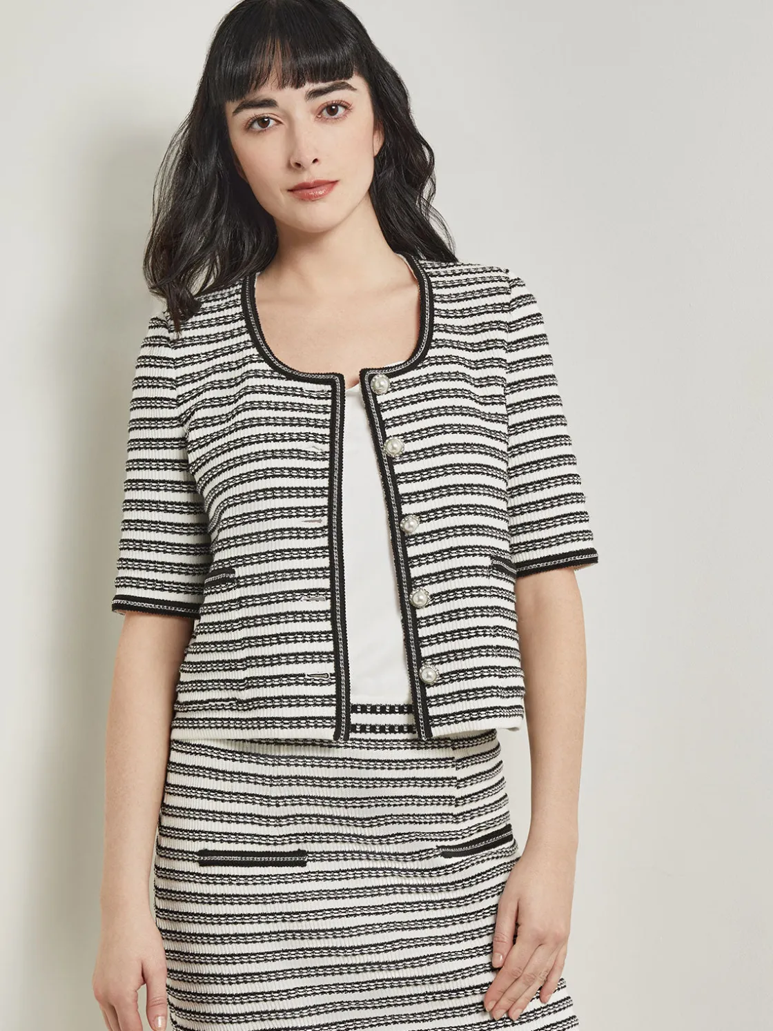 Misook Heritage Fit Chain Trim Jacket - Recycled Knit* Jackets & Coats