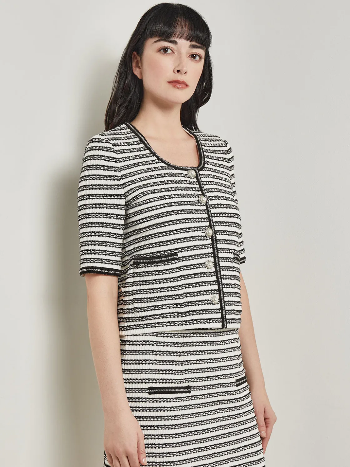 Misook Heritage Fit Chain Trim Jacket - Recycled Knit* Jackets & Coats