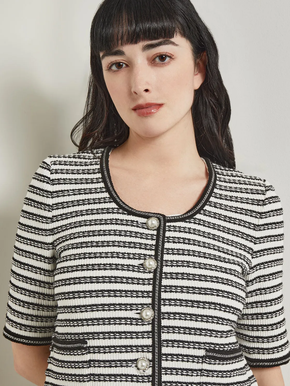 Misook Heritage Fit Chain Trim Jacket - Recycled Knit* Jackets & Coats
