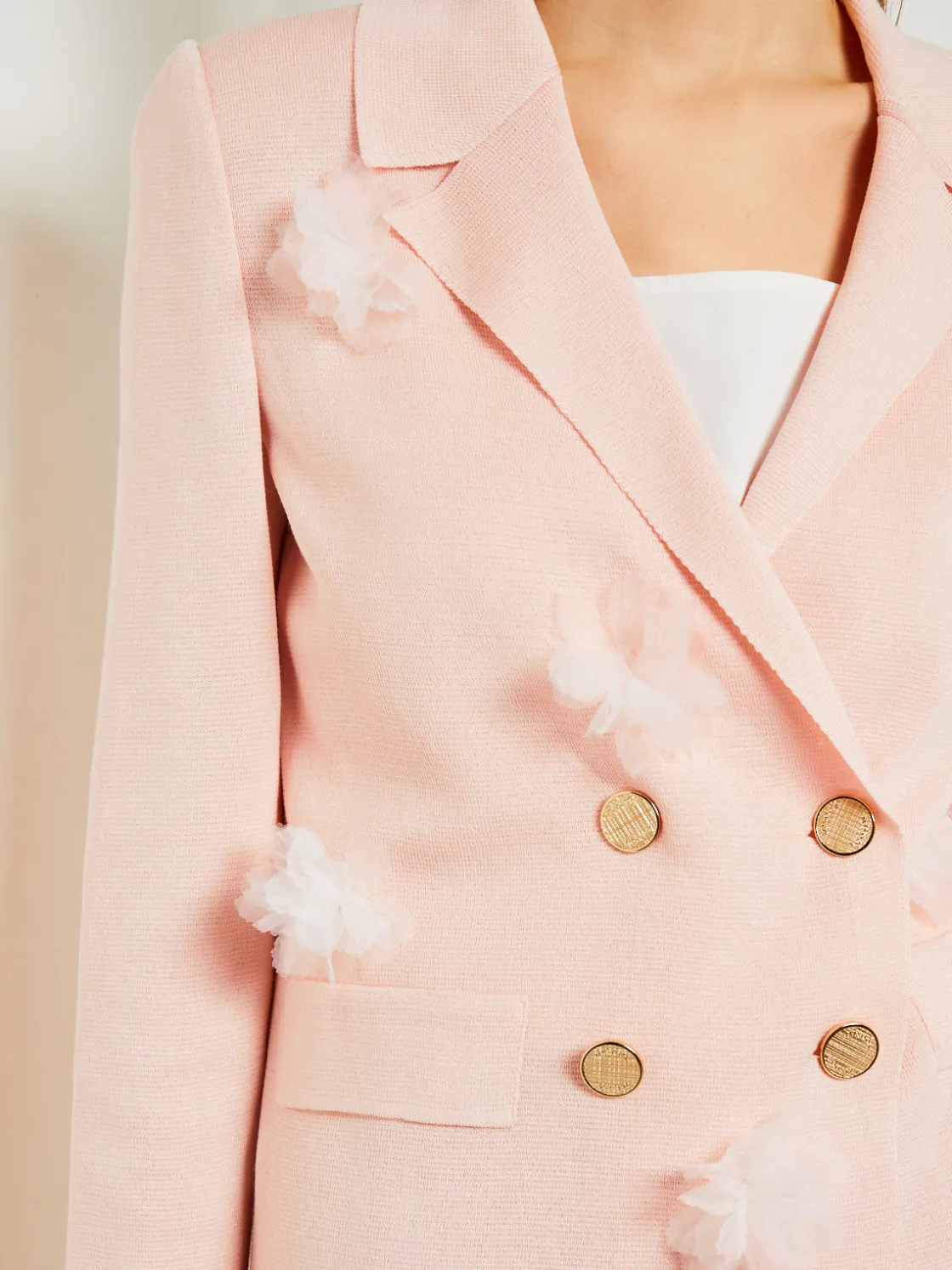 Misook Heritage Fit Double Breasted Jacket - Floral Applique Knit* Jackets & Coats