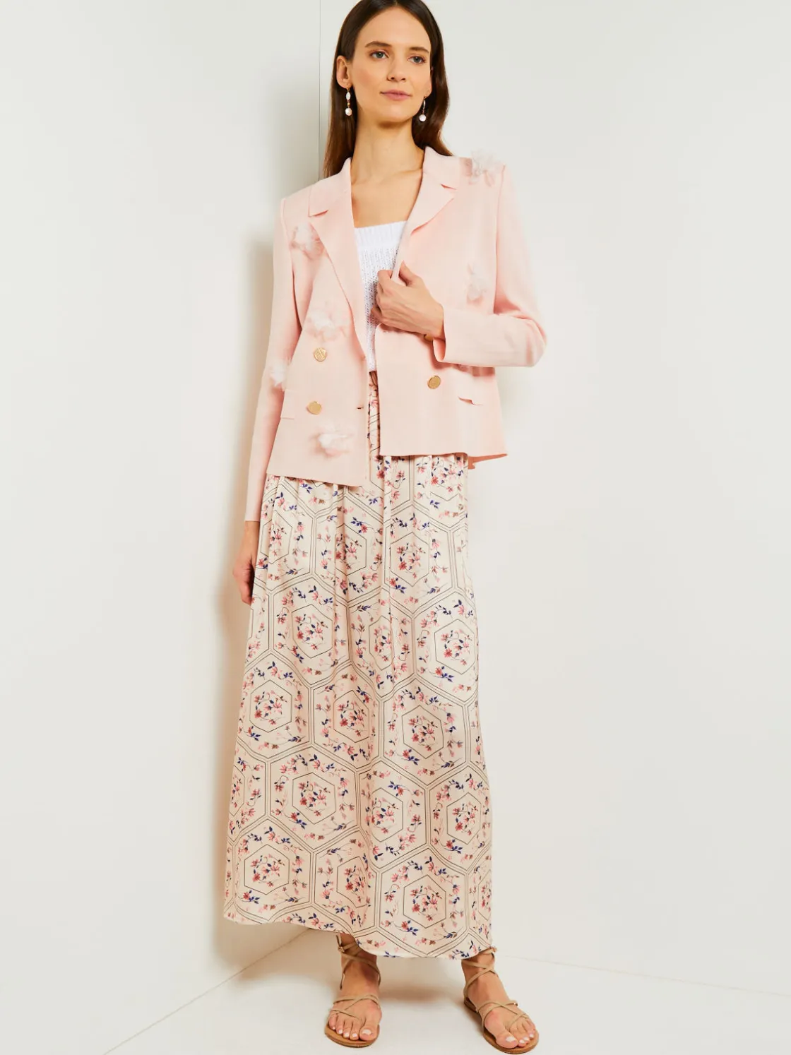 Misook Heritage Fit Double Breasted Jacket - Floral Applique Knit* Jackets & Coats