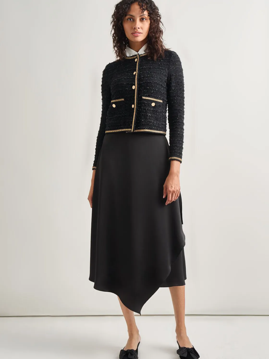 Misook Heritage Fit Double Chain Trim Eyelash Knit Jacket* Jackets & Coats