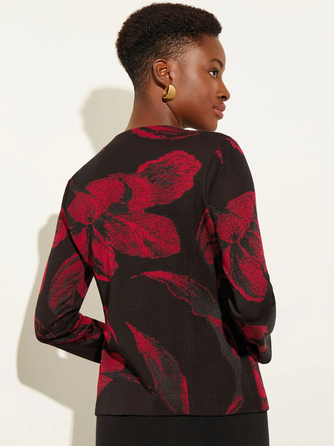 Misook Heritage Fit Floral Button-Front Knit Jacket* Jackets & Coats