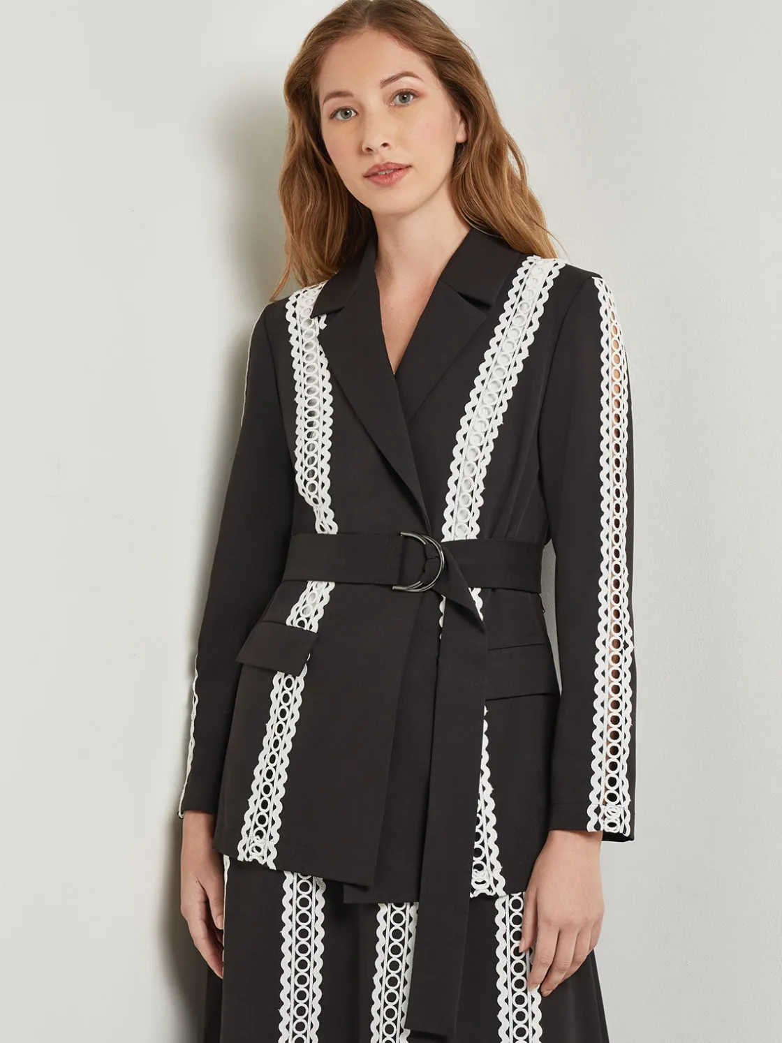 Misook Heritage Fit Jacket - Eyelet Trim Woven Twill* Jackets & Coats