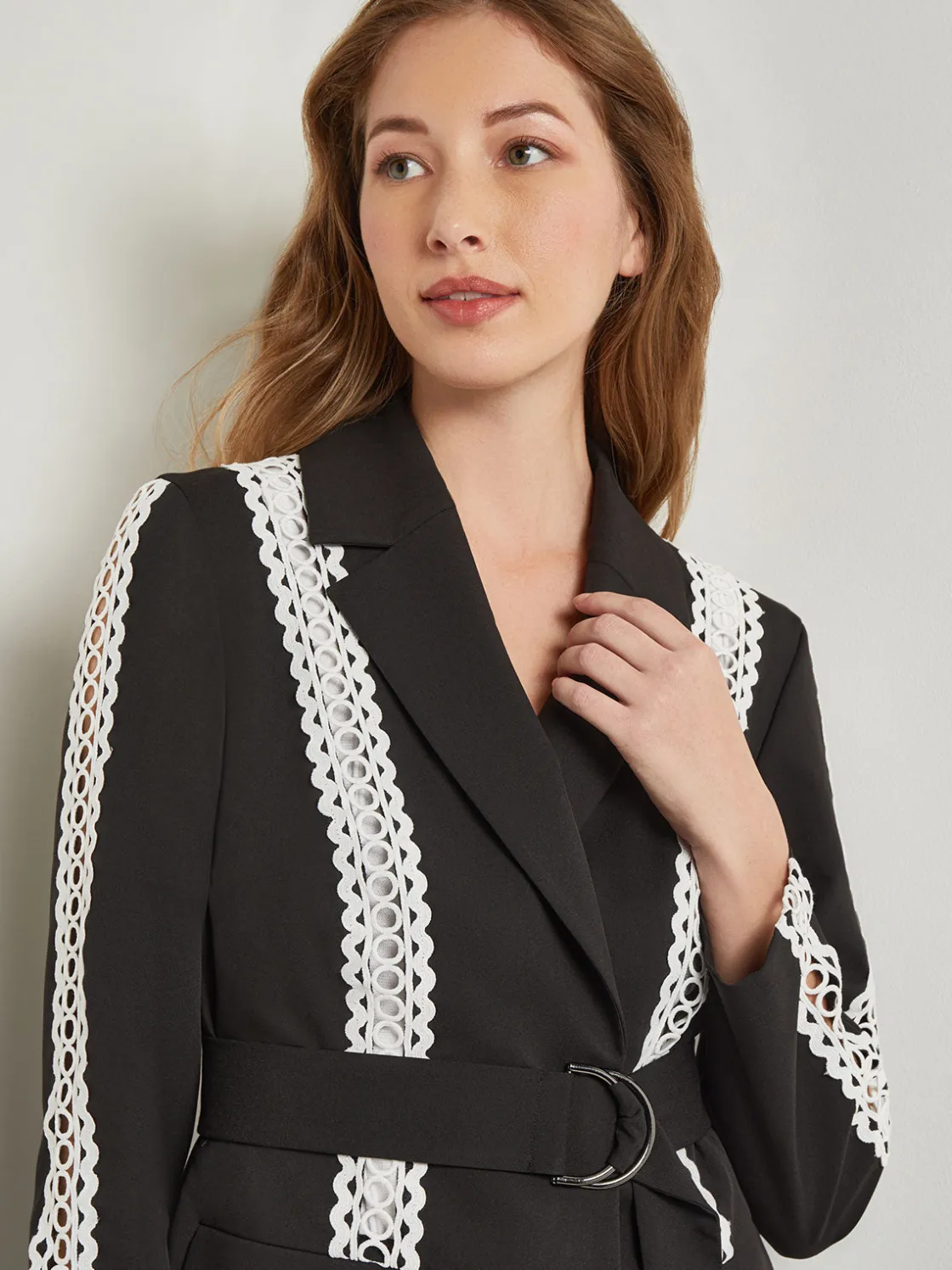 Misook Heritage Fit Jacket - Eyelet Trim Woven Twill* Jackets & Coats