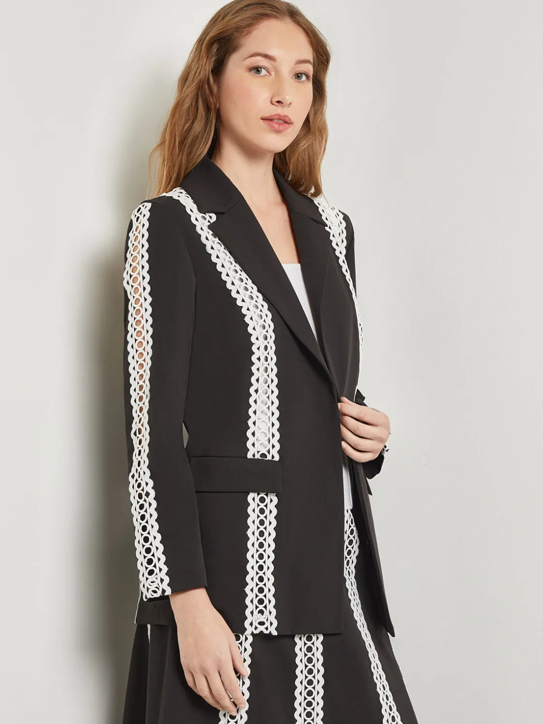 Misook Heritage Fit Jacket - Eyelet Trim Woven Twill* Jackets & Coats