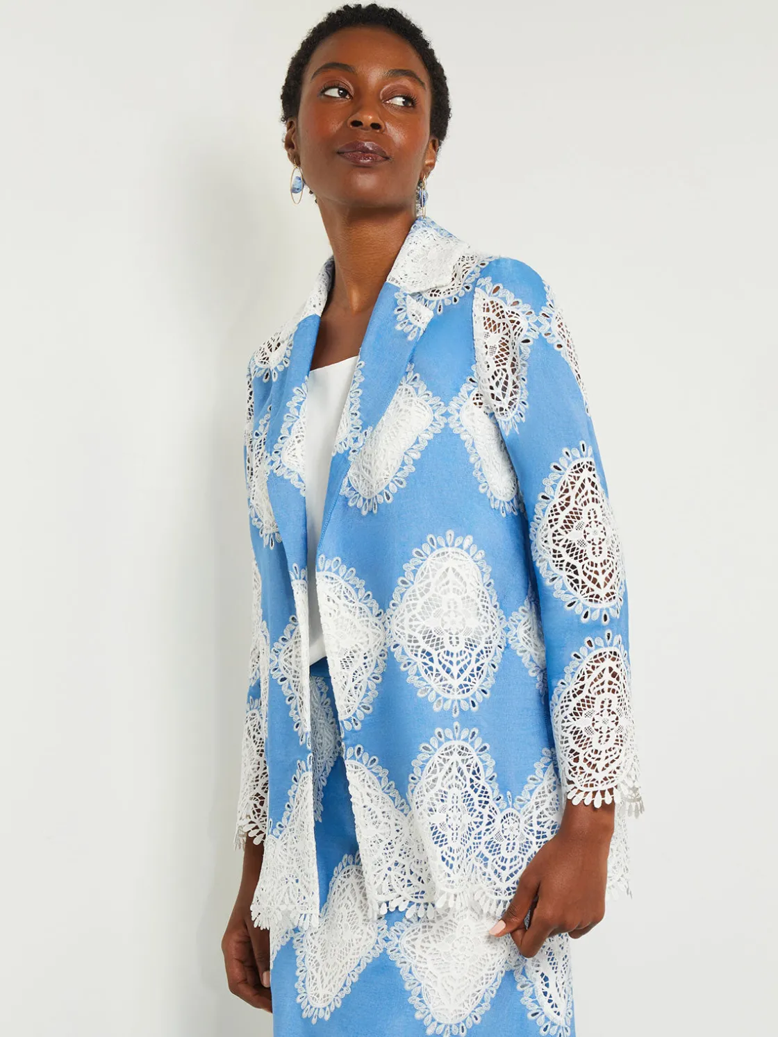 Misook Heritage Fit Jacket - Lace Inset Novelty Woven* Jackets & Coats