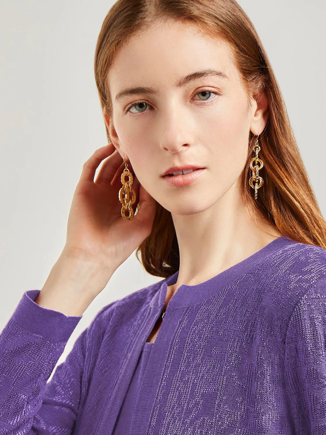 Misook Heritage Fit Jewel Neck Jacquard Knit Jacket* Jackets & Coats