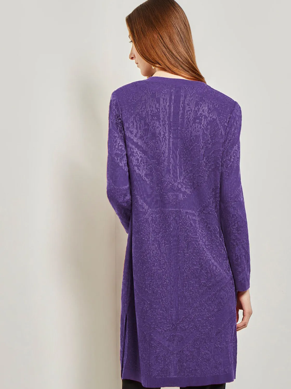 Misook Heritage Fit Jewel Neck Jacquard Knit Jacket* Jackets & Coats