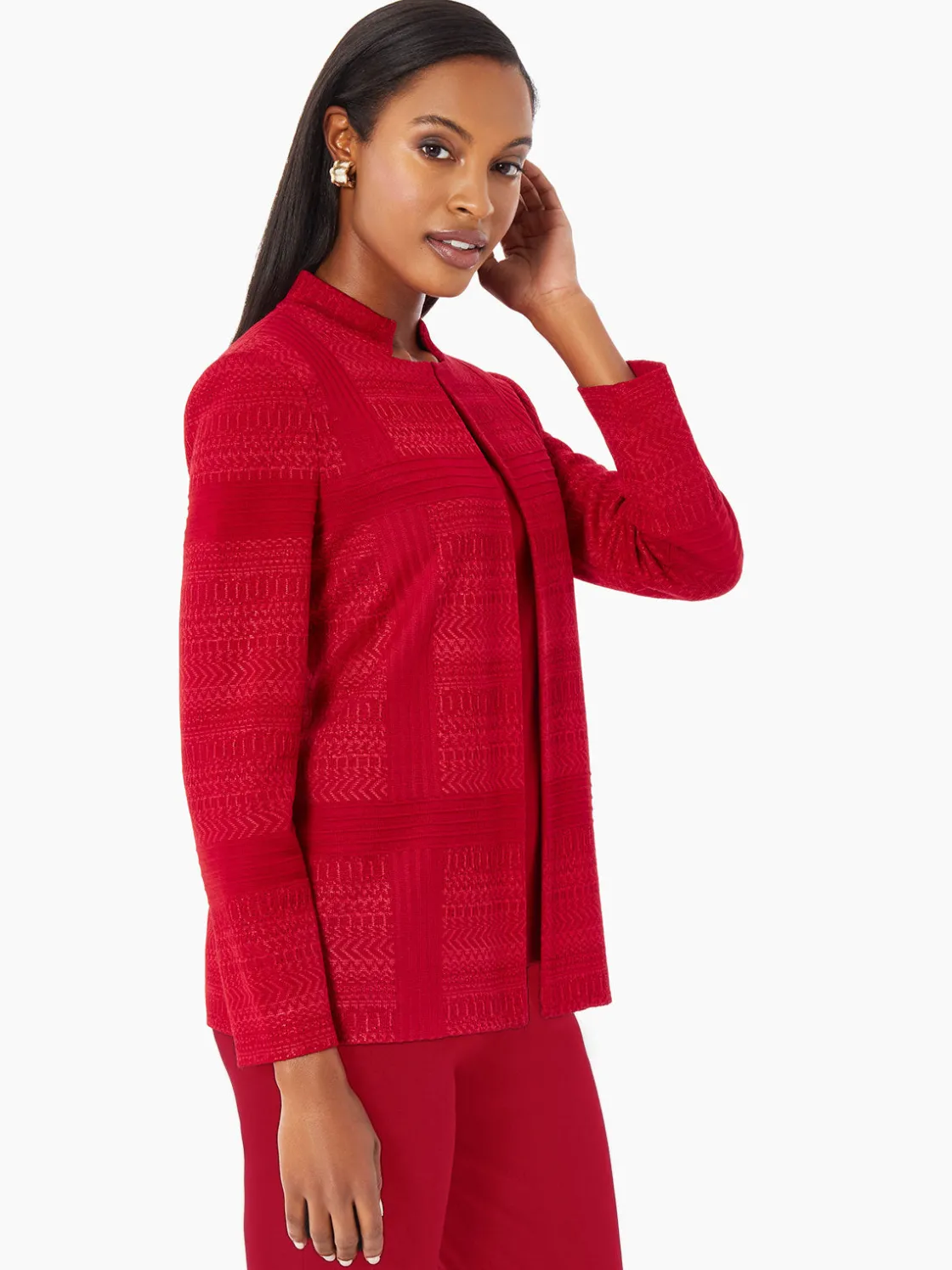 Misook Heritage Fit Multi-Directional Pattern Knit Jacket* Jackets & Coats