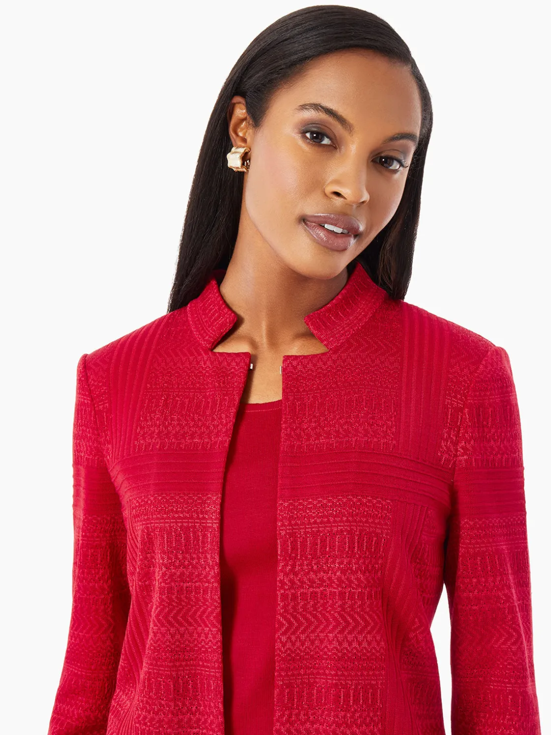 Misook Heritage Fit Multi-Directional Pattern Knit Jacket* Jackets & Coats