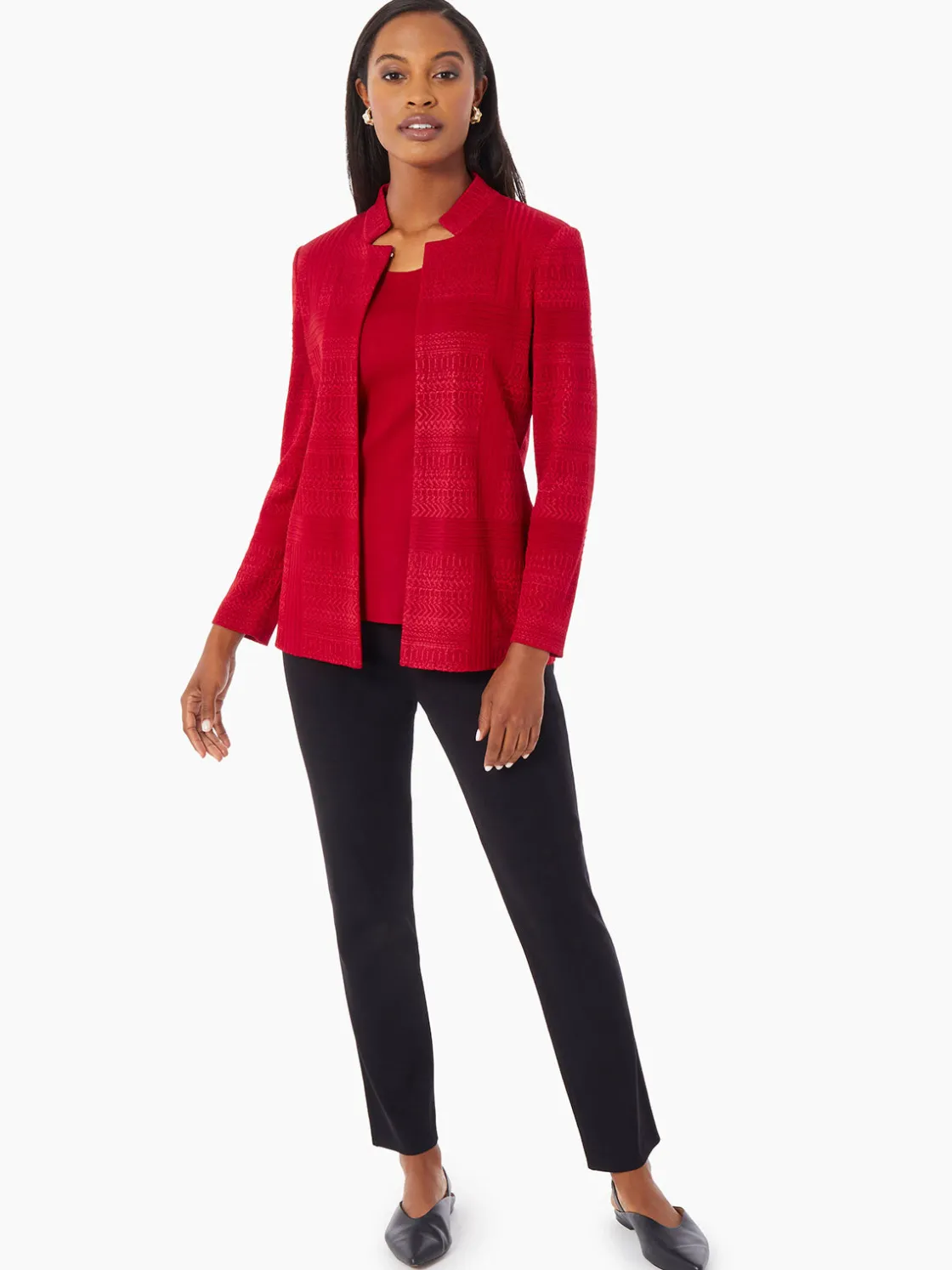 Misook Heritage Fit Multi-Directional Pattern Knit Jacket* Jackets & Coats