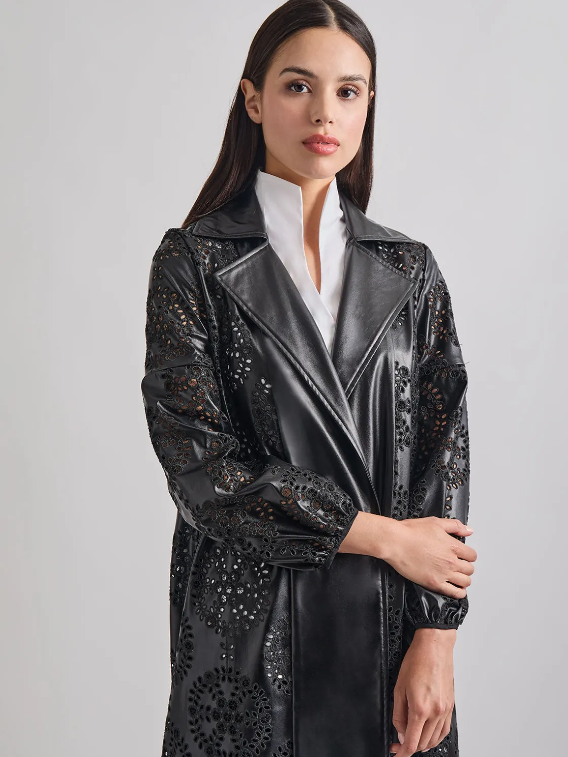 Misook Heritage Fit Open Front Vegan Leather Jacket* Jackets & Coats