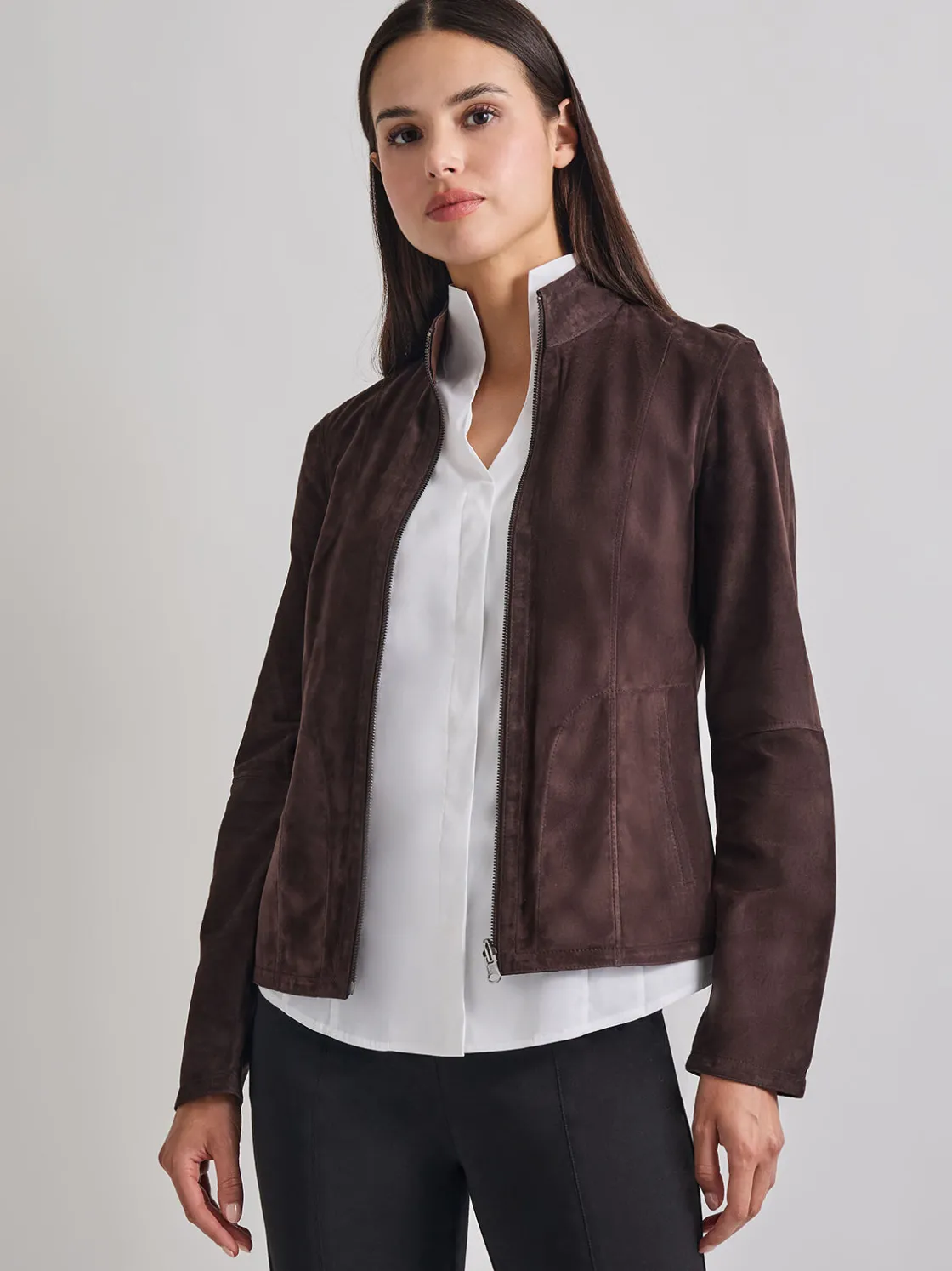 Misook Heritage Fit Reversible Suede Leather Jacket* Jackets & Coats