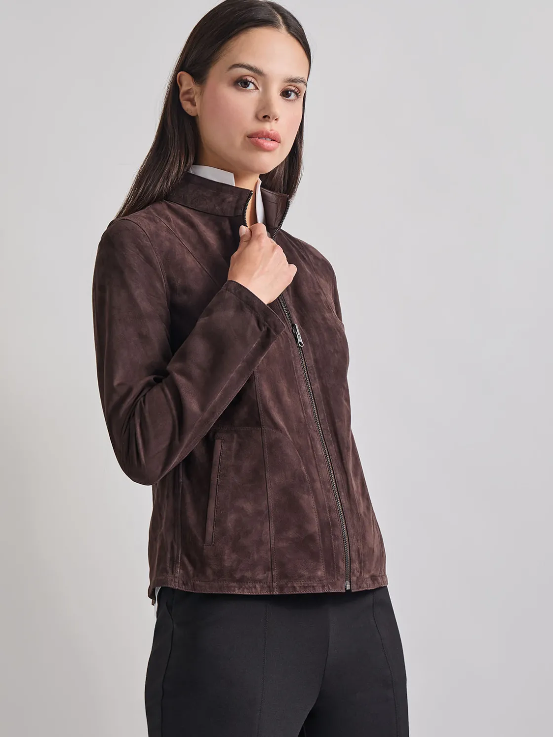 Misook Heritage Fit Reversible Suede Leather Jacket* Jackets & Coats
