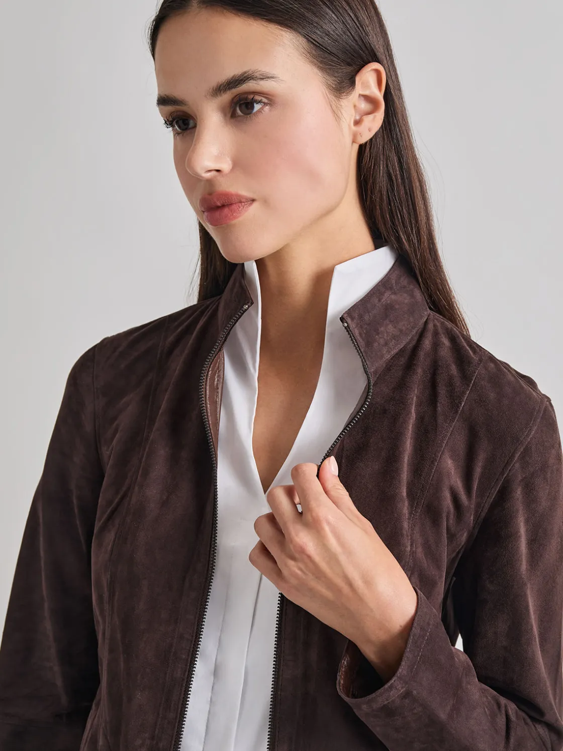 Misook Heritage Fit Reversible Suede Leather Jacket* Jackets & Coats