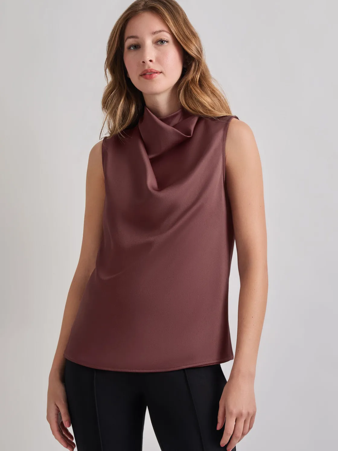 Misook High Neck Draped Crepe de Chine Blouse* Tops & Tees | Tanks