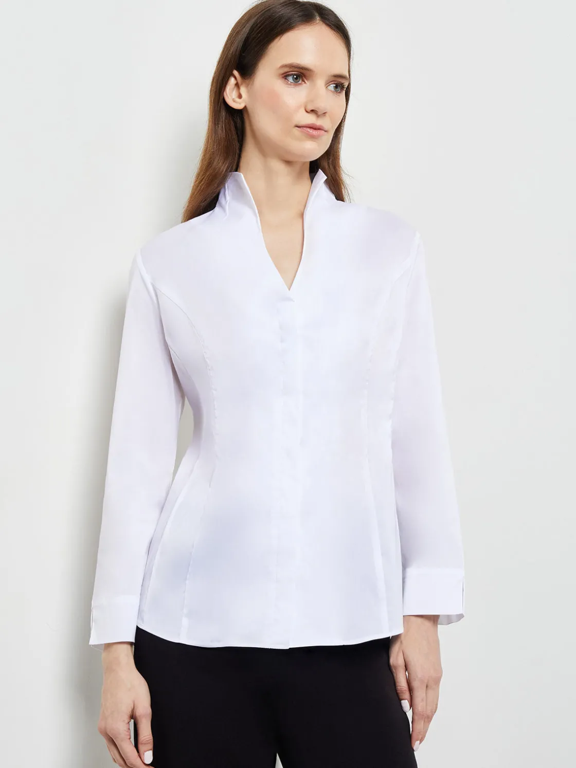 Misook Hi-Neck Stretch Cotton Blouse* Blouses & Shirts | Tops & Tees